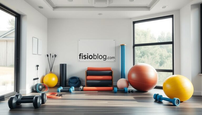 sala com equipamentos e assessorios de fisioterapia