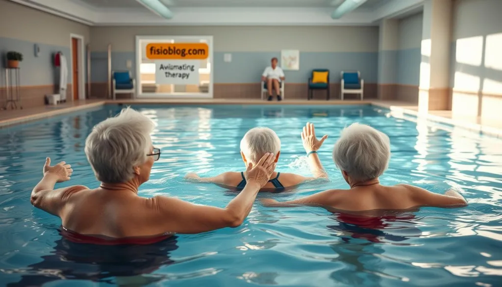 Grupo de idosas na piscina Grupo de idosas na piscina